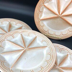 Beauce Ceramic Neutral Fondue Plates Set of 4 Handmade Ceramic Divided Dish